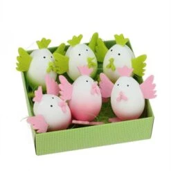 Northlight Set Of 6 Pink And Green Easter Egg Chicken Decorations