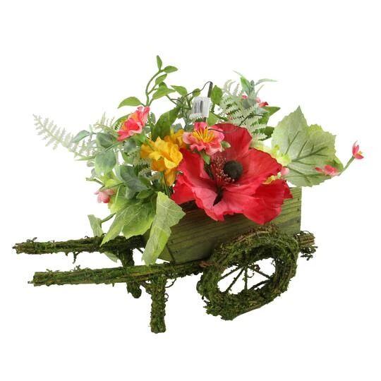 Northlight 12" Red Poppy & Orange Wildflower Decorative Wheelbarrow 3 Northlight 12" Red Poppy & Orange Wildflower Decorative Wheelbarrow