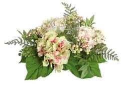 Northlight Pink & Green Hydrangea & Berry Hurricane Glass Candle Holder