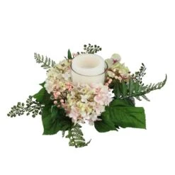 Northlight Pink & Green Hydrangea & Berry Hurricane Glass Candle Holder -Northlight 28529 32019836 u