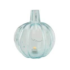Northlight 11" Transparent Light Blue Glass Pumpkin Shaped Pillar Candle Holder 5 Northlight 11" Transparent Light Blue Glass Pumpkin Shaped Pillar Candle Holder -Northlight 28529 32022040 1