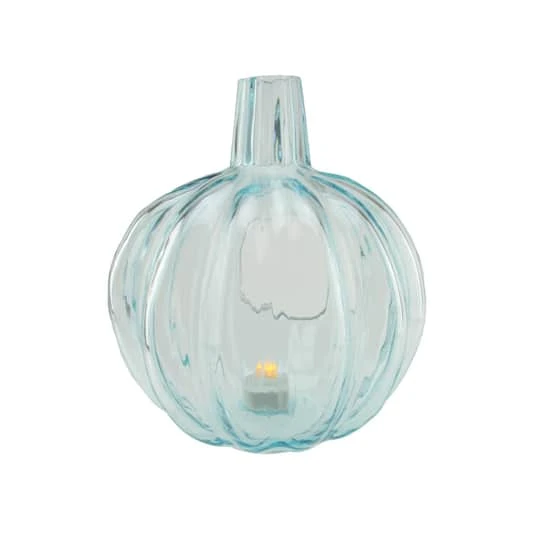Northlight 11" Transparent Light Blue Glass Pumpkin Shaped Pillar Candle Holder 3 Northlight 11" Transparent Light Blue Glass Pumpkin Shaped Pillar Candle Holder