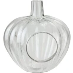 Northlight 10.5" Transparent Glass Pumpkin Shaped Decorative Pillar Candle Holder -Northlight 28529 32023157 1