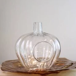 Northlight 10.5" Transparent Glass Pumpkin Shaped Decorative Pillar Candle Holder -Northlight 28529 32023157 4