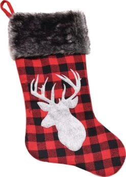Northlight 20.5" Alpine Chic Shepherd's Check Reindeer Stocking