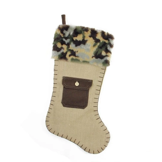 Northlight 20.5" Burlap & Camouflage Christmas Stocking 3 Northlight 20.5" Burlap & Camouflage Christmas Stocking