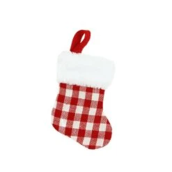 Northlight 7" Red & White Gingham Print Christmas Stocking -Northlight 28529 32230494 1