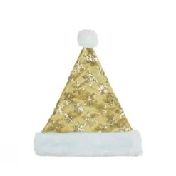 Northlight 14" Adult Medium Sequin Snowflake Santa Hat, Gold -Northlight 28529 32230517 1