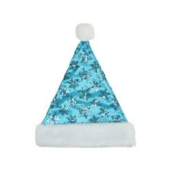 Northlight 14" Adult Medium Sequin Snowflake Santa Hat, Blue -Northlight 28529 32230521