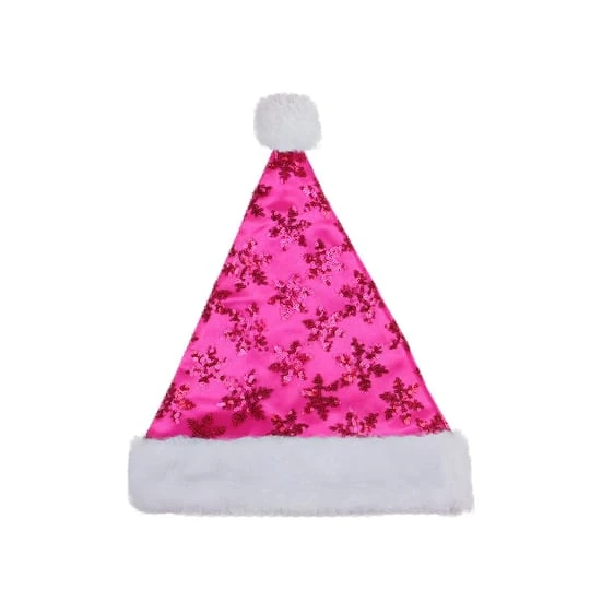 Northlight 14" Adult Medium Sequin Snowflake Santa Hat, Pink 3 Northlight 14" Adult Medium Sequin Snowflake Santa Hat, Pink