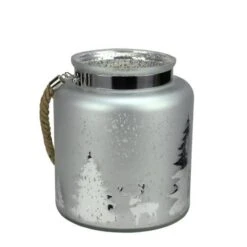 Northlight 9.5" Reindeer & Tree Silhouette Pillar Candle Holder With Handle -Northlight 28529 32256733 1