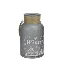 Northlight 10" Silver Winter Scene Christmas Pillar Candle Lantern