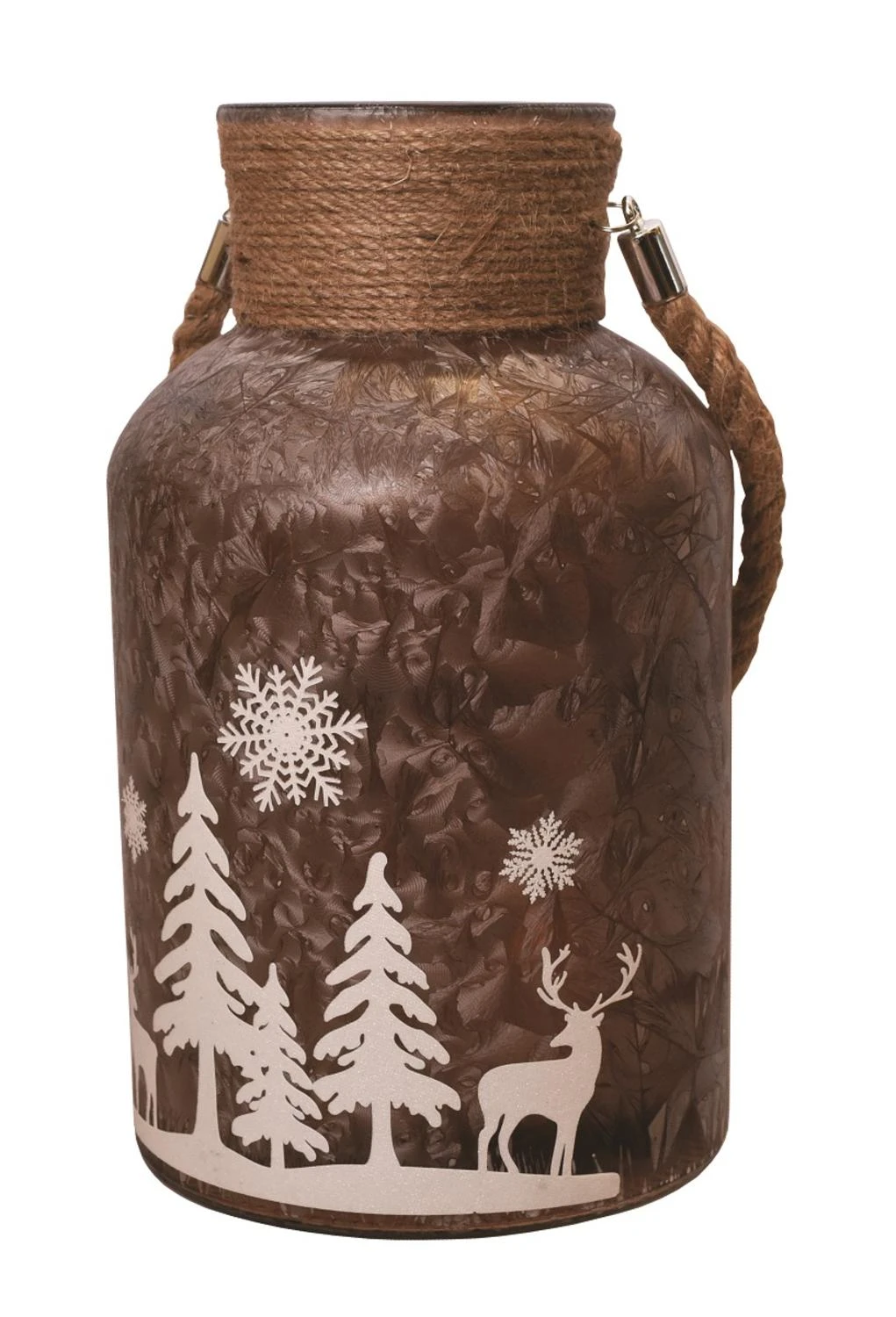 Northlight 12" Brown Winter Scene Christmas Pillar Candle Lantern 4 Northlight 12" Brown Winter Scene Christmas Pillar Candle Lantern - Image 2