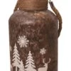 Northlight 12" Brown Winter Scene Christmas Pillar Candle Lantern