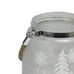 Northlight 5.5" Silver & Winter Scene Christmas Pillar Candle Lantern -Northlight 28529 32256983 2