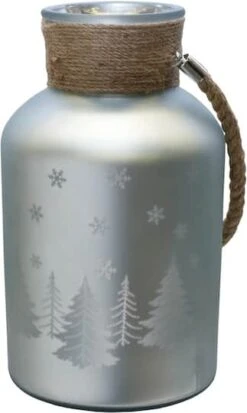 Northlight 12" Christmas Trees And Snowflakes Pillar Candle Holder With Handle -Northlight 28529 32256997 1