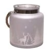 Northlight 8" Matte Silver Winter Scene Christmas Pillar Candle Lantern