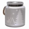 Northlight 6" Matte Silver Winter Scene Christmas Pillar Candle Lantern