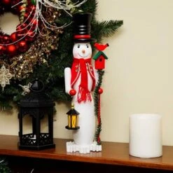 Northlight 18" Glittered Wooden Snowman & Bird Nutcracker 13 Northlight 18" Glittered Wooden Snowman & Bird Nutcracker -Northlight 28529 32259306 2