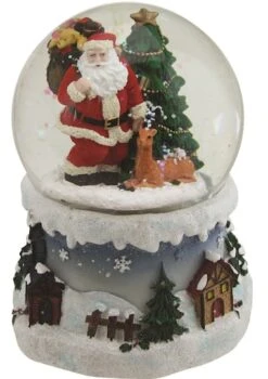 Northlight 5.5" Santa Claus With Christmas Tree & Reindeer Swirling Snow Globe -Northlight 28529 32260156 1