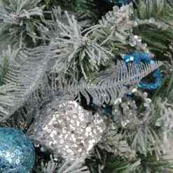 Northlight 24" Blue & Silver Sequin Ornaments Artificial Flocked Pine Wreath -Northlight 28529 32275665 2