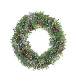 Northlight 20" Boxwood Berries & Pine Cones Artificial Wreath, Unlit