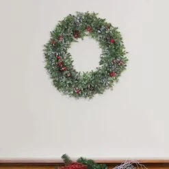 Northlight 20" Boxwood Berries & Pine Cones Artificial Wreath, Unlit -Northlight 28529 32275671 3