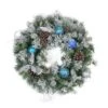 Northlight 24" Teal & Silver Ball Flocked With Pinecones Artificial Wreath 1 Northlight 24" Teal & Silver Ball Flocked With Pinecones Artificial Wreath -Northlight 28529 32275673