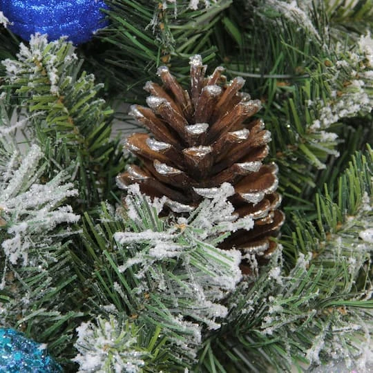 Northlight 24" Teal & Silver Ball Flocked With Pinecones Artificial Wreath 5 Northlight 24" Teal & Silver Ball Flocked With Pinecones Artificial Wreath - Image 3