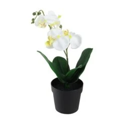 Northlight White & Yellow Artificial Tropical Potted Orchid