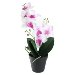 Northlight White & Pink Artificial Flowering Potted Tropical Orchid