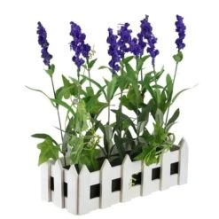 Northlight 11.75" Lavender Plant In White Picket Fence Container -Northlight 28529 32606246 2