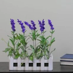 Northlight 11.75" Lavender Plant In White Picket Fence Container -Northlight 28529 32606246 3