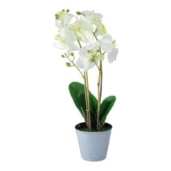 Northlight White & Sunny Yellow Artificial Blooming Orchid In Pot