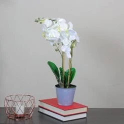 Northlight White & Sunny Yellow Artificial Blooming Orchid In Pot -Northlight 28529 32606682 2