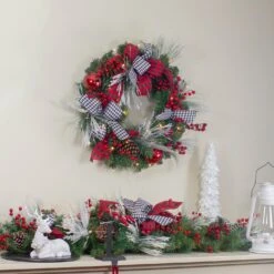 Northlight 52" Houndstooth Bows And Berries Artificial Christmas Swag, Unlit Green 10 Northlight 52" Houndstooth Bows And Berries Artificial Christmas Swag, Unlit Green -Northlight 286335952857712