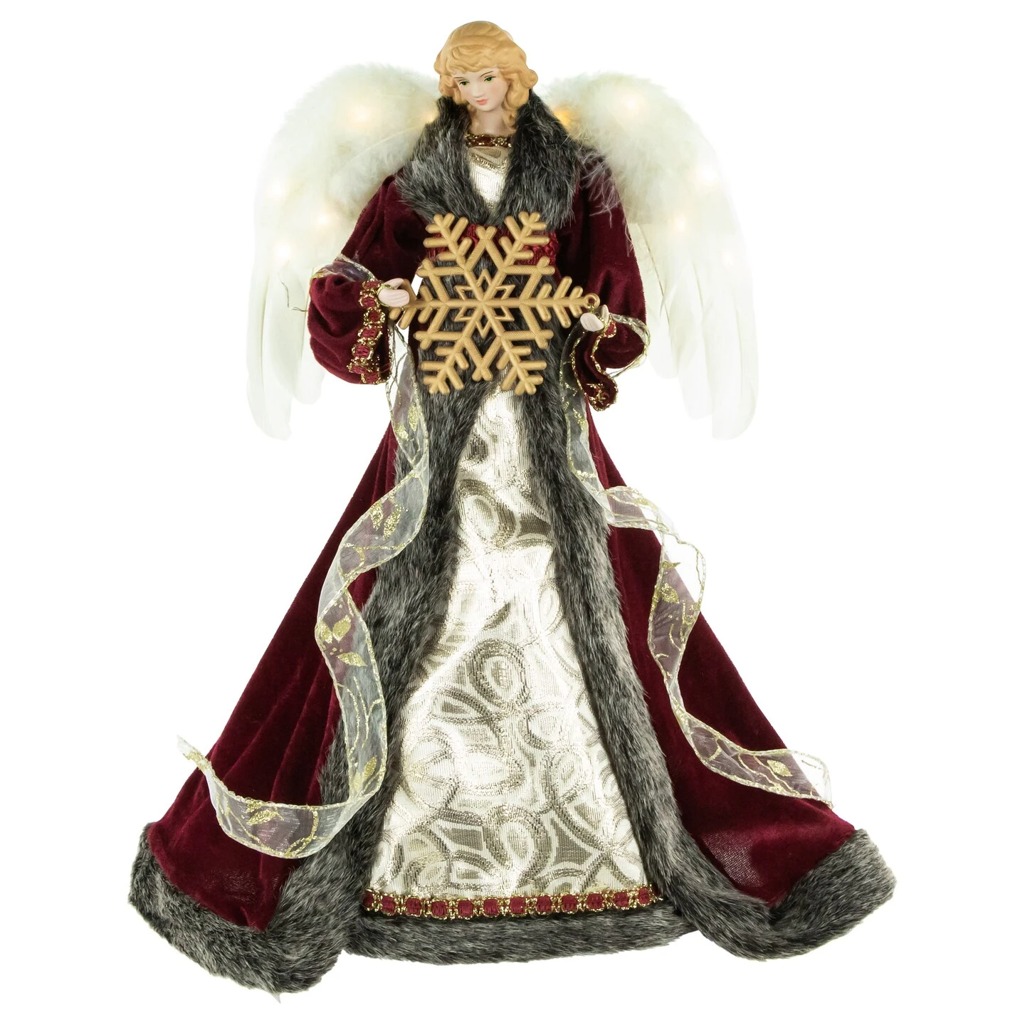 Northlight 18" Lighted Red And Gold Angel In A Dress Christmas Tree Topper - Warm White Lights 9 Northlight 18" Lighted Red And Gold Angel In A Dress Christmas Tree Topper - Warm White Lights - Image 7