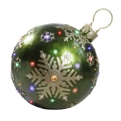 Northlight LED Lighted Commercial Grade Christmas Ball Ornament Decoration With Snowflakes - 18" - Green