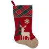 Northlight 20.5-Inch Red And Green Plaid Christmas Stocking With A Pine Tree And Moose