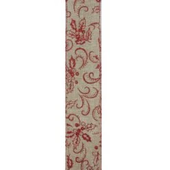 Northlight Red And Beige Christmas Wired Craft Ribbon 2.5" X 10 Yards -Northlight 28677661647520
