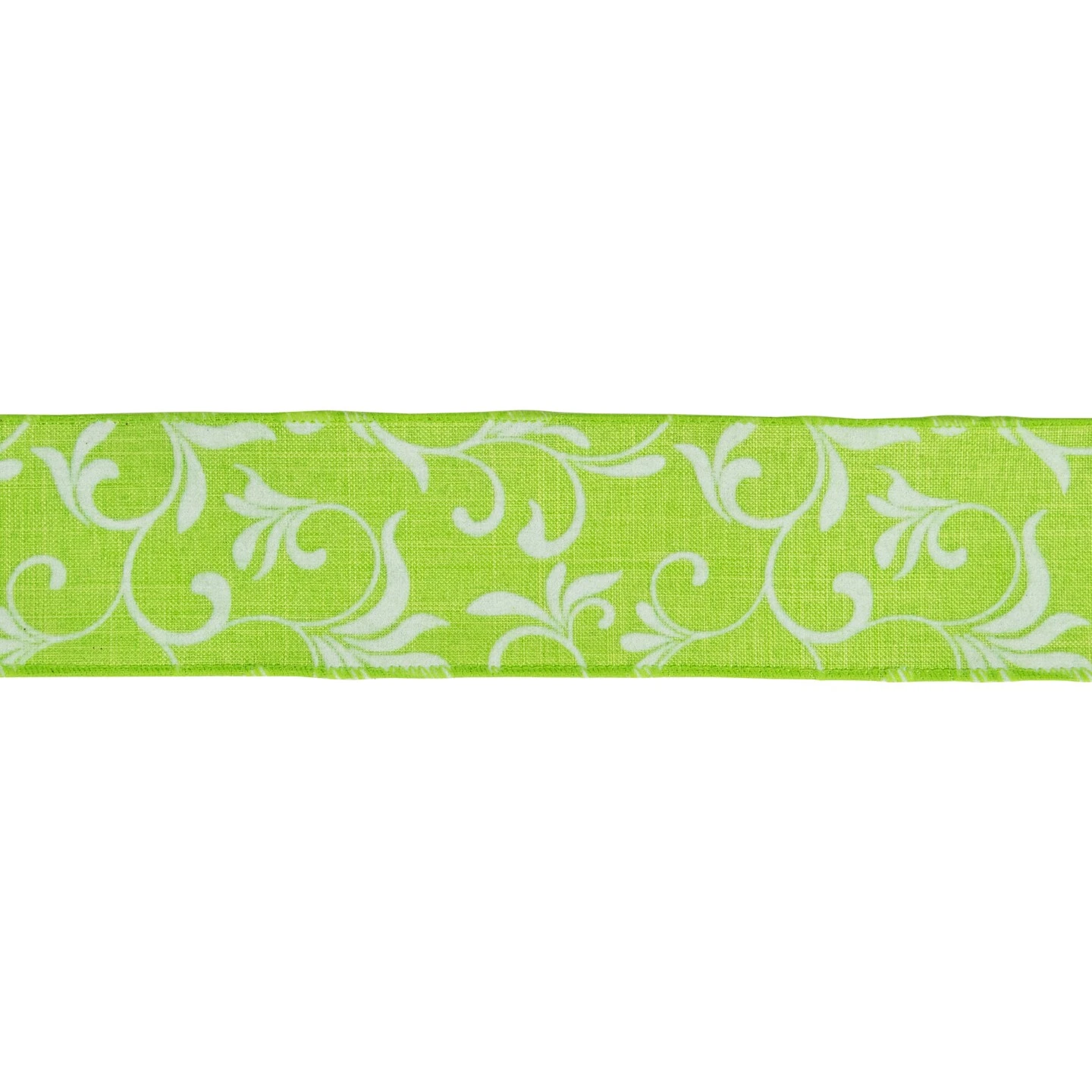 Northlight Green With White Floral Design Wired Craft Ribbon 2.5" X 10 Yards 4 Northlight Green With White Floral Design Wired Craft Ribbon 2.5" X 10 Yards - Image 2