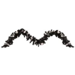 Northlight Pre-Lit Battery Operated Black Pine Artificial Christmas Garland - 9' X 6" -Cool White LED Lights -Northlight 28678074262176 2