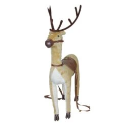 Northlight 40 Plush Standing Reindeer Christmas Decoration With Saddle And Jingle Bells Brown -Northlight 28678112535200 2