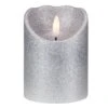 Northlight LED Flameless Flickering Pillar Christmas Candle - 4" - Silver -Northlight 28678583870112