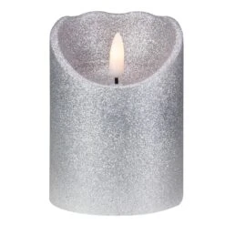 Northlight LED Flameless Flickering Pillar Christmas Candle - 4" - Silver -Northlight 28678583870112 2