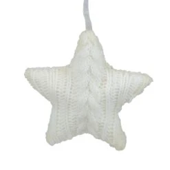 Northlight Plush Cable Knitted Star Hanging Christmas Ornament - 4" - Cream White Ivory -Northlight 28678594355872