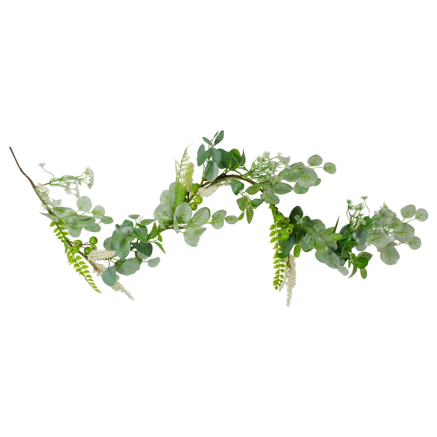 Northlight 5' Green Leaves And Berry Springtime Artificial Garland 3 Northlight 5' Green Leaves And Berry Springtime Artificial Garland