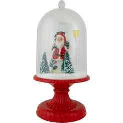 Northlight LED Lighted Snowing Musical Santa Under Cloche Christmas Decoration - 13.5" Red