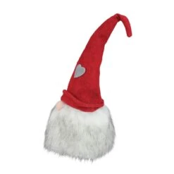 Northlight Gnome With Bendable Felt Hat With Heart Accent Christmas Decoration - 21" White -Northlight 28678906831520