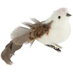 Northlight Bird With Clip And Feathers Christmas Ornament - 6" - White And Brown -Northlight 28678915220128 2